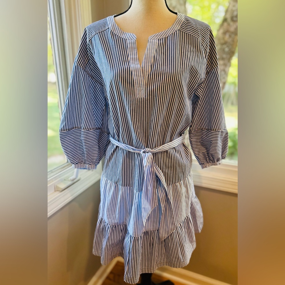 Parker Womens Jenna Blue Colorblock
Stiped V Neck Mini Dress XS
